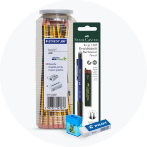 أقلام الرصاص و مبراة