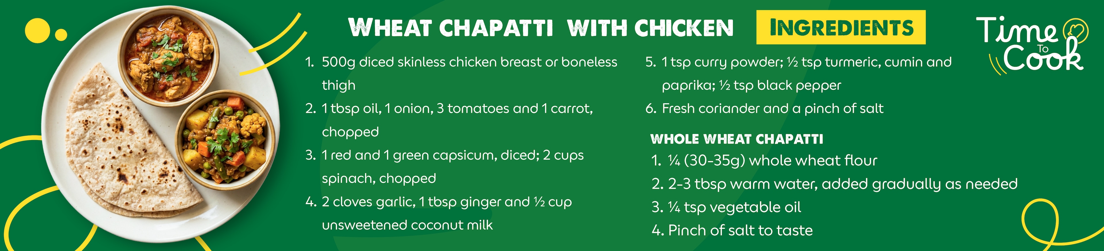  Wheat chapati served with boneless chicken and vegetable curry Recipe