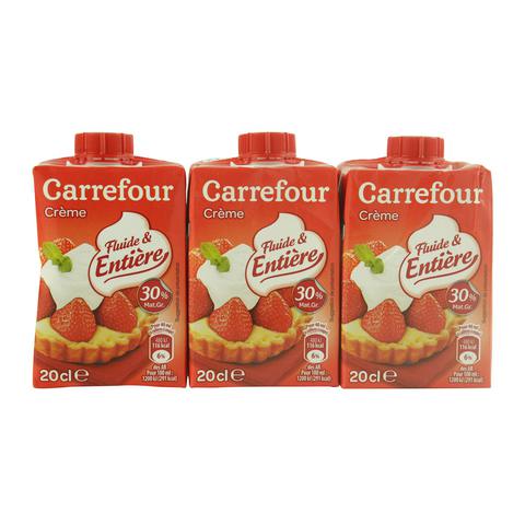 Carrefour Fluide and Entiere Fresh Cream 200ml x Pack of 3