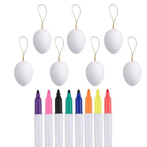 buy generic50pcs diy easter eggs 8pcs color pens hanging white plastic  eggs for diy painting and decorating easter decoration online  shop toys