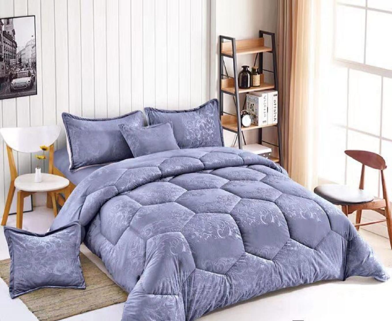 Buy Comfy 6pcs Geometric Design Cotton King Comforter Set Dark Grey Online Shop Home Care On Carrefour Uae