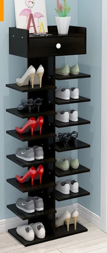 Buy 8 Tier Wooden Shoe Rack Shoe Cabinet Hallway Shoe Stand Storage Shelf With Drawer Simple Assembly 22 40 122 5cm Black Online Shop Home And Garden On Carrefour Uae