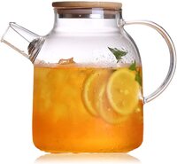 Uaejj Glass Pitcher, Glass Cold Kettle, Hot And Cold Glass Teapot, Heat Resistant Glass Teapot, Borosilicate Glass Tea Pots For Blooming And Loose Leaf Tea Maker (1.6L, B)