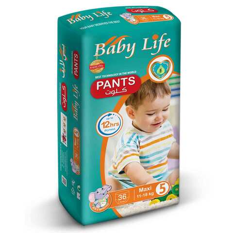 Baby Life Diapers Pants Maxi Size 5 From 11 To 18 Kg 36 Pieces