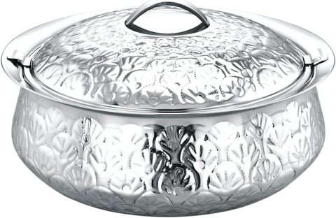 Royalford 2000ml Phoenix Plus Stainless Steel Hotpot- Rf11451 Food-Grade Hot And Cold Hotpot With Double Wall Vacuum Insulation Firm Twist Lock To Keep Food Fresh For Long, Silver