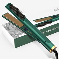 Hair Straightener Flat Iron, Hair Straightening Iron with Built-in Comb, 3in1 Tourmaline Ceramic Flat Iron, Hair Straightener Brush for 12 Gears Temperature Settings For All Hair Type