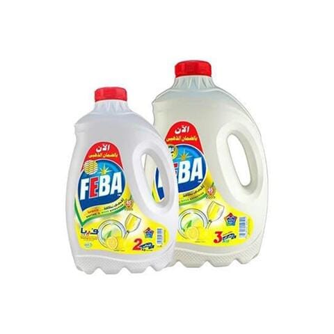 Feba Lemon Dishwashing Liquid - 3 Liters +Dishwashing Liquid 2 Liters