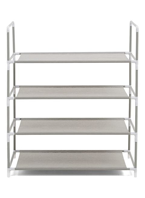 اشتري Urban Utility  4-Tier Stackable Shoe Rack, Expandable  Adjustable Shoe Shelf Storage Organizer, Metal Mesh, Silver في الامارات