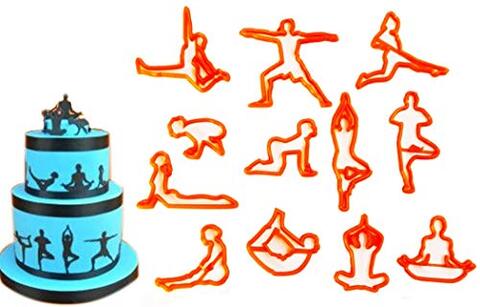 Generic Yoga Figures Silhouette Sugarcraft Cookie Fondant Biscuit Cutter Cake Decorating Tools - Set Of 12 Pieces