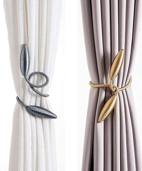 Generic 1 Pair Curtain Tiebacks Clips Random Modelling Curtain Holdbacks Hanging Belts Buckles Curtain Strap Holders Decorative (B-Grey)
