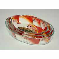 Home Maker Oval Turkey Glass Bakeware Dish Set Clear 3 PCS
