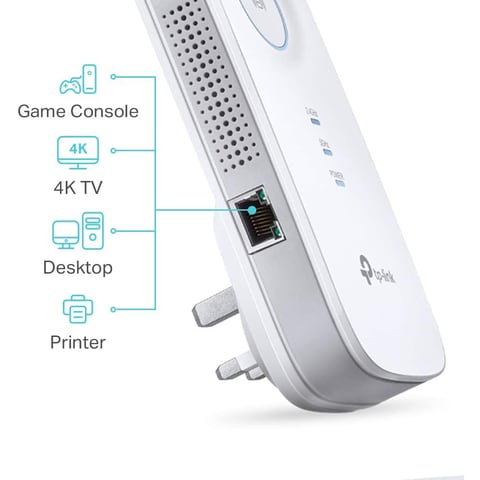 TP-LINK AC1750 Wi-Fi Dual Band Plug In Range Extender - White (RE450)