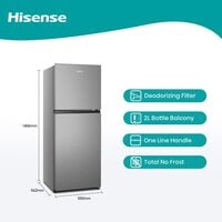 Hisense 203L Net Capacity Top Mount Double Door Refrigerator, Silver, RT264N4DGN
