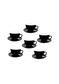 Liying 12Pcs Porcelain Cups And Saucers Set - Black Colour Tea Set - 200Ml Cup 6Pcs And Saucer 6Pcs Set For Idle Tea, Turkish Coffee, Espresso And Cappuccino
