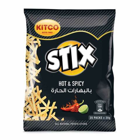 Buy Kitco Stix Hot And Spicy Potato Sticks 20g Pack of 18 in Saudi Arabia