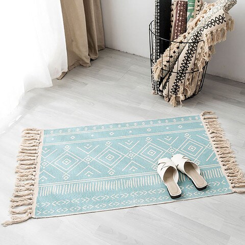 Ethnic Style Handwoven Tassel Carpet For Living Room Bedroom (Size 60&times;90CM)