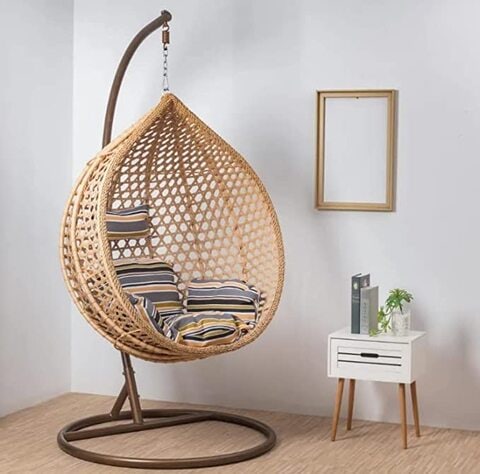 Yulan Comfortable Hanging Chair Outdoor Patio Swing Hanging Random Cushion 0345 Beige