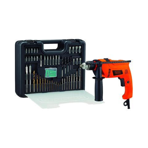 Black+Decker Corded Electric Hammer Percussion Drill 650W With Accessories Kit Box Pack of 50