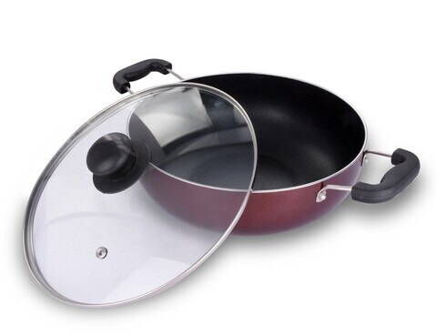 ARK Non Stick Induction Kadai with Glass Lid 22 Cms