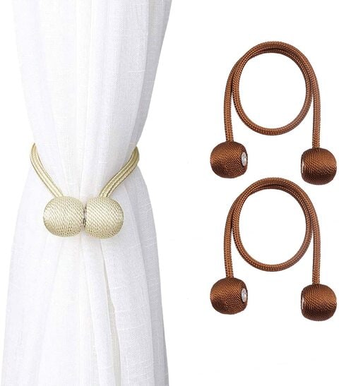 2pcs Gray Strong Magnetic Window Curtain Tiebacks, Decorative Curtain  Holdbacks, Magnetic Curtain Clips For Home Decoration