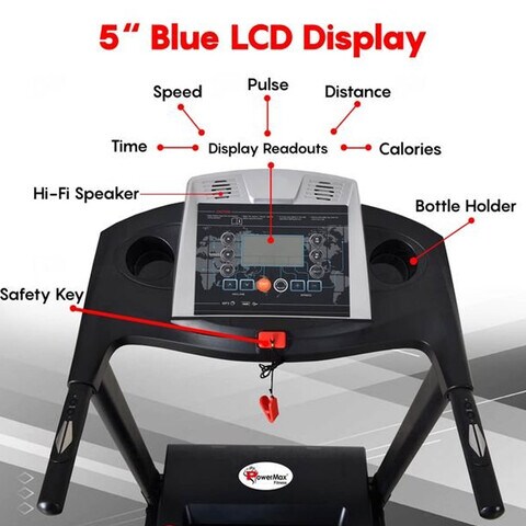 PowerMax Fitness Motorized Treadmill 5inch Blue Screen TDA-111