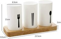 Aiwanto Chopstick Spoon Fork Cutlery Holder Rack Kitchen Storage Box Spoon Fork Holder Storage With Wood Base For Kitchen Countertop