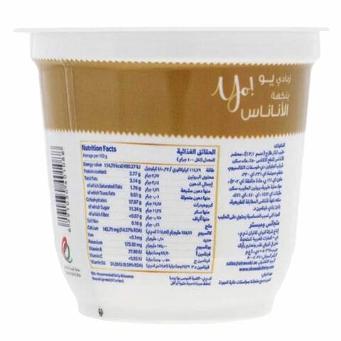 Al Rawabi Yo Full Fat Pineapple Stirred Yoghurt 130g