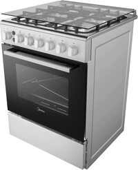Midea 60x60cm Freestanding Cooker With Convection Fan, Full Gas Cooking Range With 4 Burners, Automatic Ignition &amp; Full Safety, Cast Iron Pan Support, Double Knob For Grill &amp; Oven Control, EME6060-C