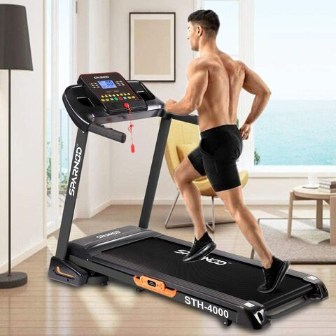 Sparnod Fitness STH-4000 (4.5 HP Peak) Automatic Treadmill - Foldable Motorized Running Indoor Treadmill for Home Use