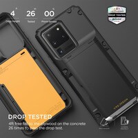 VRS Design Damda Glide PRO designed for Samsung Galaxy S20 ULTRA case/cover [Semi Automatic] slider door Credit card holder Slot wallet [4 cards] - Black