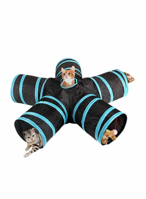 Generic - 5 Way Foldable Tunnel Toy For Pet Black/Blue 31X4X31Centimeter
