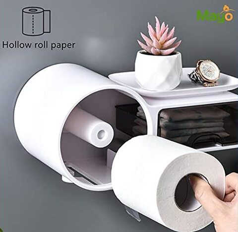 Paper Towel Holder With Shelf Adhesive Paper Towel Rack Toilet Roll Paper  Holder Without Drilling Bathroom Toilet Paper Holder For Kitchen Bathroom