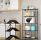 Foldable Storage Shelves, Stand Folding Metal Shelf with Caster Wheels Heavy Duty Shelving Unit Floor-standing for Garage Kitchen Home Closet Office , No Assembly Needed (Black, 5-Tier)