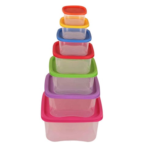 Rainbow plastic microwave container set 7 pieces