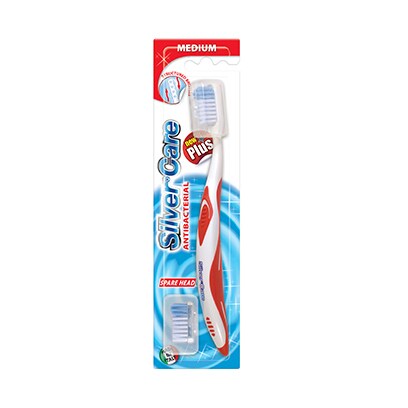Silver Care Antibacterial Plus Medium Tooth Brush With Spear Head 1 Piece