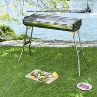 Royalford Barbecue Stand With Grill, Larger Grilling Area, RF10362 - Durable Stainless-Steel Construction, Foldable &amp; Portable Design For Easy Transport &amp; Storage, Used For Camping