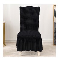6-Piece Turkish Stretchable Chair Covers Set Black Free Size