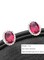 ABELLA ROUND STUDS EARRING,RHODIUM PLATED,RED