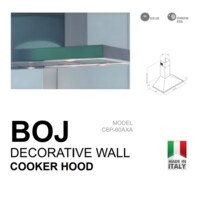 BOJ 60cm Decorative Wall Mounted Cooker Hood CBP 60AXA, Stainless Steel Body, Mechanical Control With Push Buttons, 3 Speeds LED Lighting, Made In Italy - 1 Year Manufacturer Warranty