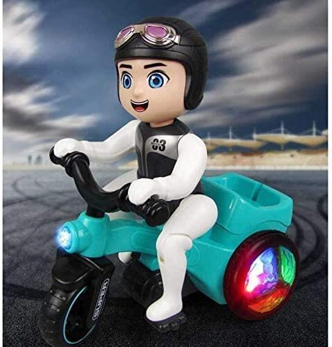 Generic Sgt-Electric Musical Tricycle Bicycle Riding Boy With Flashing Lights &amp; Movable 360 Degrees Rotating Stunt Toy For Kids (Multi Color)