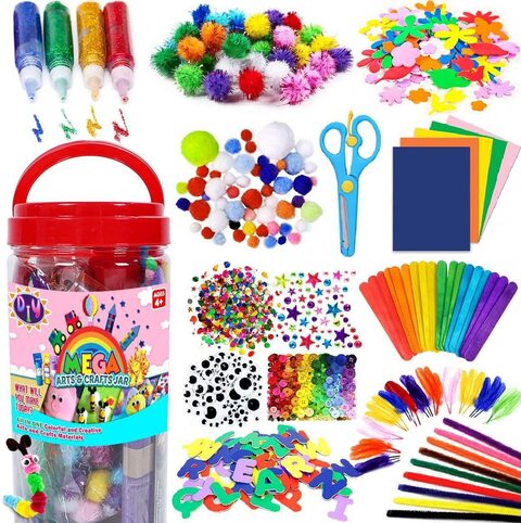 Generic Arts And Crafts Supplies Jar For Kids Craft Art Supply Kit For Toddlers &amp; All Age Group - All In One D.I.Y. Crafting School Supplies Arts Set Christmas Crafts For Kids