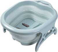 Aiwanto Foot Soaking Tub with Massage Rolling Balls Portable Collapsible Feet Relax Spa Large Heightening Foot Bath Basin Folding Barrel for Pedicure, Detox, and Massage (Blue)