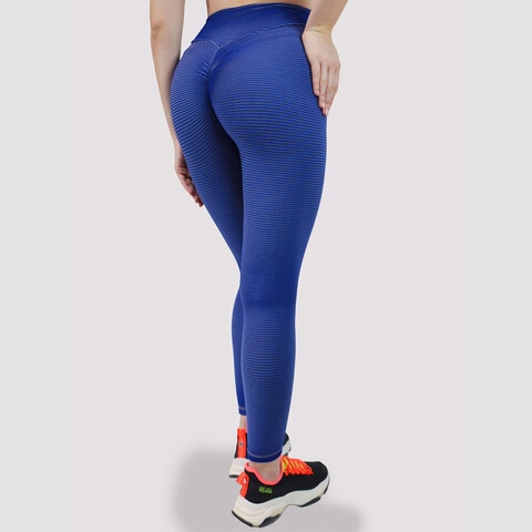 Kidwala Striped Capri Leggings - High Waisted Workout Gym Yoga Scrunch Butt  Pants for Women (Medium, Blue)