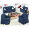 Fabienne 4-Piece Turkish Stretchable Sofa Cover Seven Seater Dark Blue Free Size