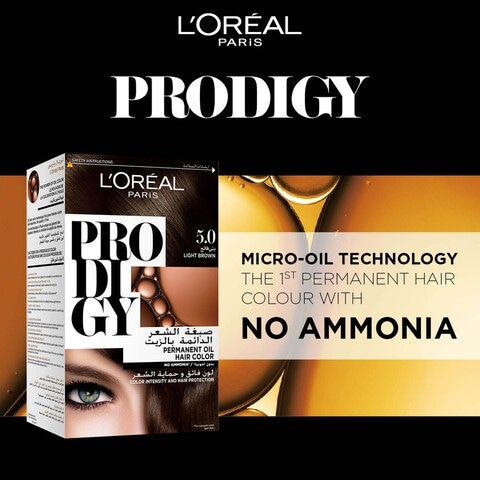 L&#39;Oreal  Paris Prodigy Ammonia Free Permanent Oil Hair Colour 5.0 Light Brown
