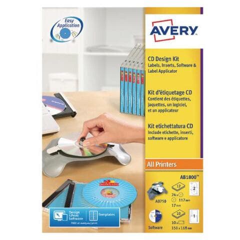 Avery AfterBurner CD Label System Kit AB1800 30 Counts