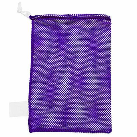 Nylon Drawstring Bag with Lock and ID Tag for Balls Purple Champion Sports Mesh Sports Equipment Bag Laundry Beach 12x18 Inches Multipurpose