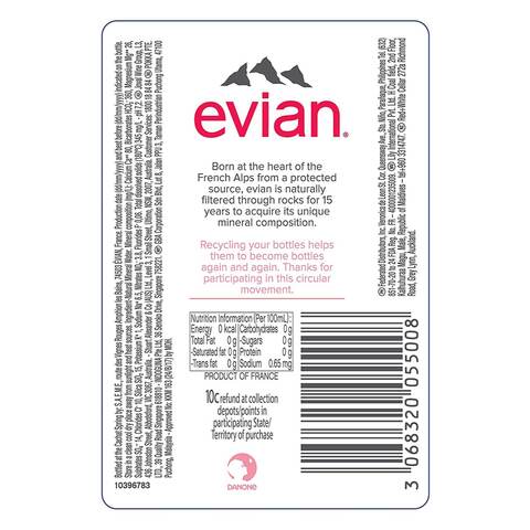 Evian Natural Mineral Water 500ml Pack of 24