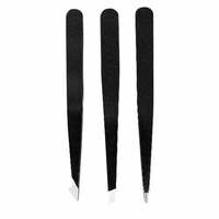 QVS Tip Tweezer Set Black 3 PCS