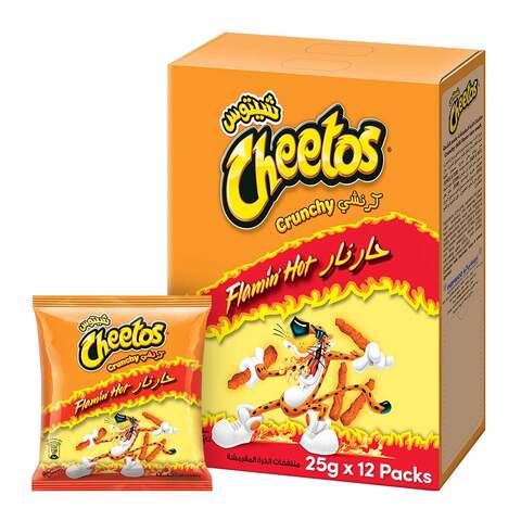 Buy Cheetos Crunchy Flaming Hot 25g x 12 in Saudi Arabia